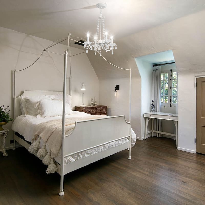 4-Light Candle Style Chandelier with Crystal Accents for Living Room Bedroom