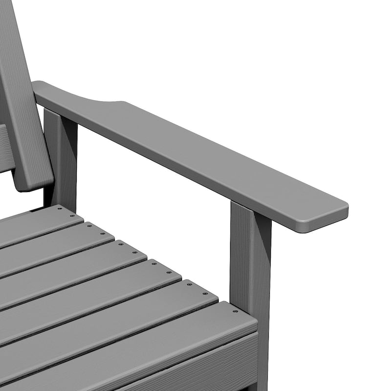 Outdoor Dining Table and Chair Set: HDPE Material, Wood - Grain Design