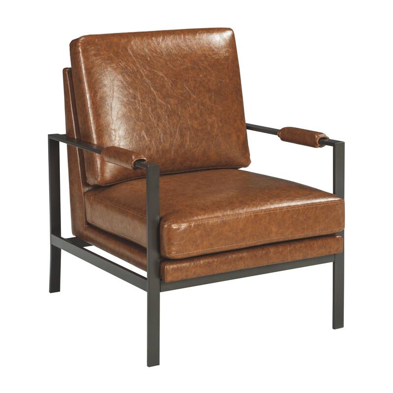 Peacemaker Contemporary Brown Faux Leather Accent Chair