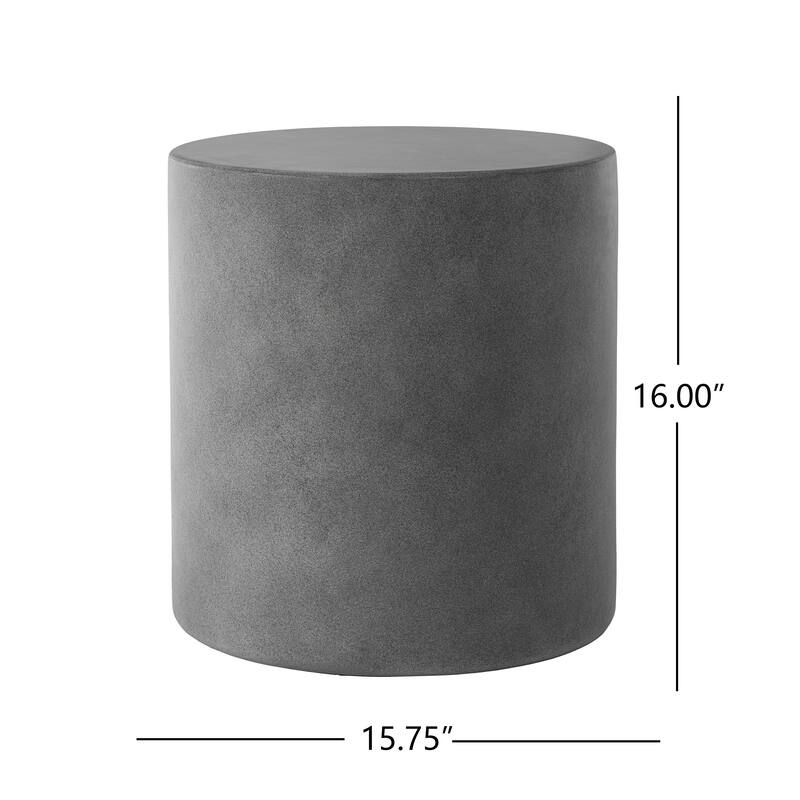 Christopher Knight Home - 15.75" Outdoor Contemporary Lightweight Concrete Side Table with Cylindrical Design