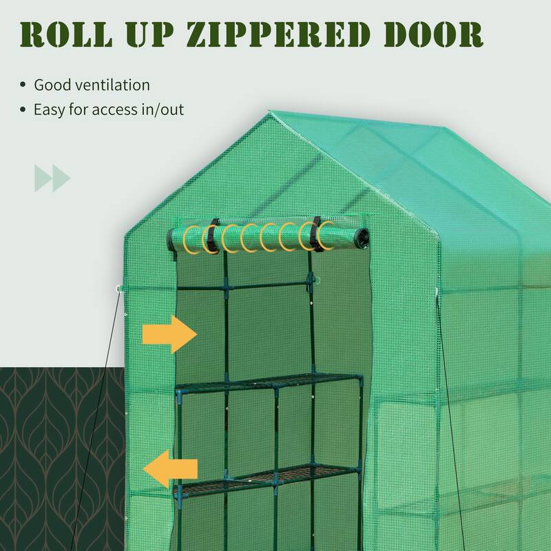 Outsunny 2-Tier Shelf Greenhouse for Outdoor Garden Plant & Plant Use with PE Cover & Steel Frame