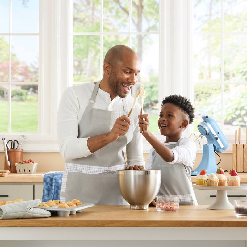 KITCHENAID Gourmet Series Gridlines Little Chef Apron, Water & Stain Resistant