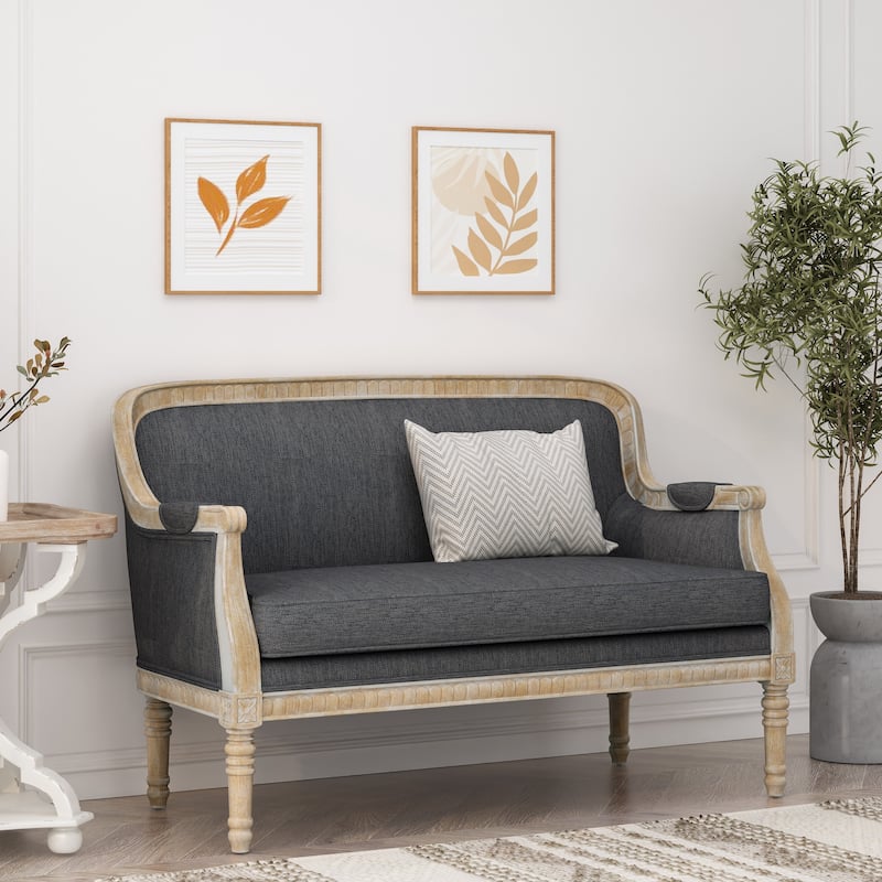 Small Sofa Couch for Foyer, Living Room Decorative Sofa with Back and Armrests, Practical 2 Seater Love Seat Couches - Charcoal