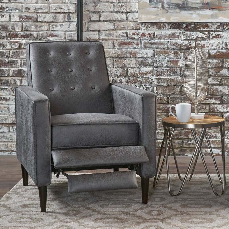 Mervynn Mid-Century Modern Microfiber Recliner by Christopher Knight Home