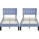 preview thumbnail 52 of 58, VECELO Tufted Upholstered Kids Bed with Adjustable Headboard,Twin Size Bed Set of 2 Light Blue