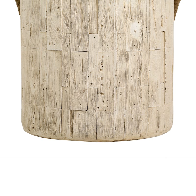 Christopher Knight Home - 14.57'' Rustic Wood Look MGO Side Table with Decorative Braided Cord - 14.57"W/Wood Finish