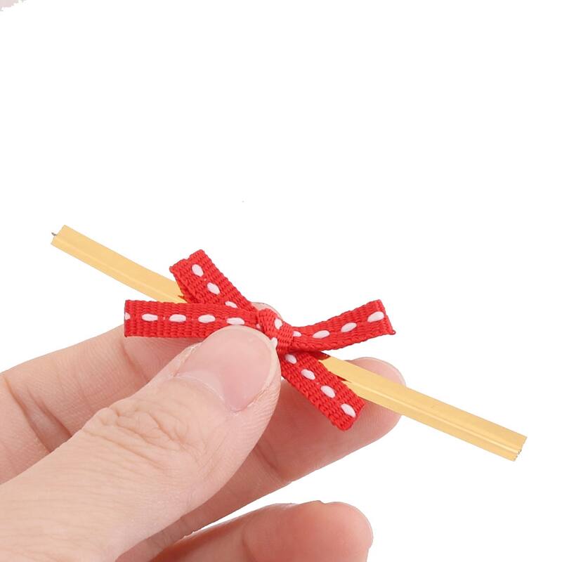 Gift Bowknot Design Candy Cookie Bag Packing Sealing Twist Tie Rope Red 40pcs
