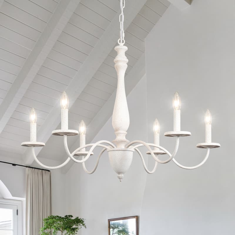 6-Light Rustic Farmhouse Chandelier Light for Bedroom Foyer Living Room