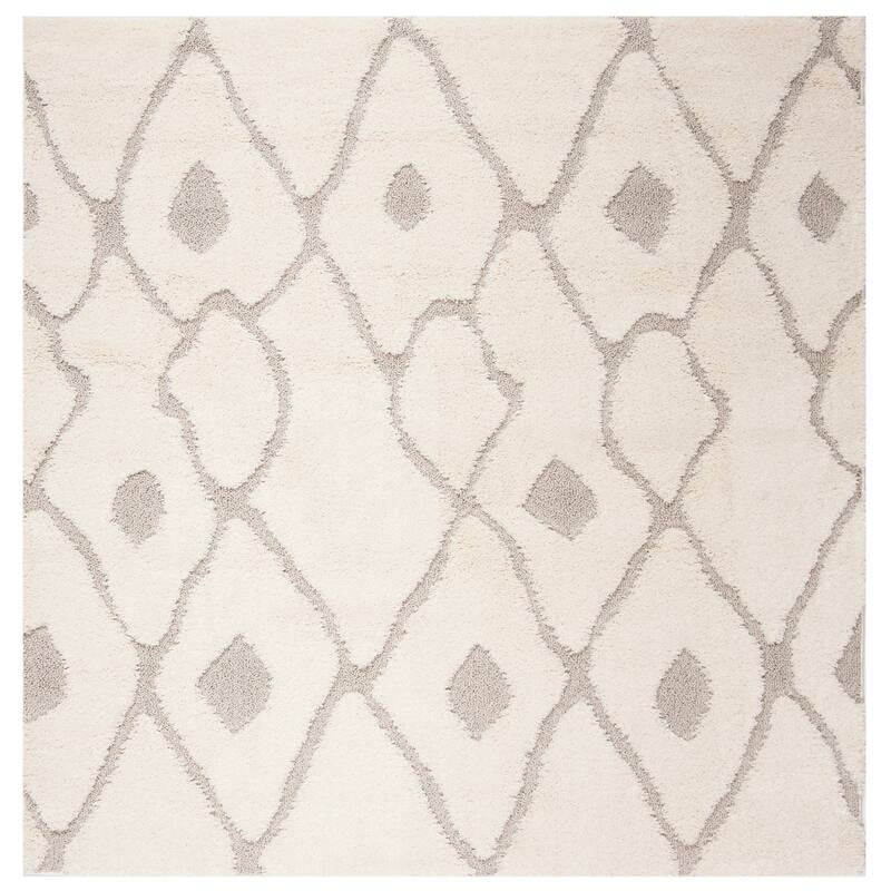 SAFAVIEH Olympia Shag Clytie 1.2-inch Thick Rug - 6'7" Square - Cream/Beige