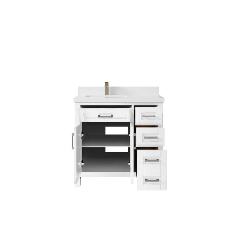 Willow Collections 36 in. W x 22 in. D Cambridge Left Offset Sink Bathroom Vanity with Countertop