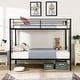 preview thumbnail 1 of 13, Black Twin Over Twin Metal Bunk Bed With Solid Stability and 2 ladders Black