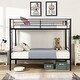 preview thumbnail 7 of 13, Black Twin over Twin Metal Bunk Bed, Metal Structure Bedframe with Safety Guardrails and 2 ladders, Convertible Bunkbeds