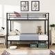 preview thumbnail 7 of 14, Twin Over Twin Bunk Bed, Metal Structure Bed Frame with Guardrails & 2 ladders, Can Be Divided into 2 Separate Beds, Black