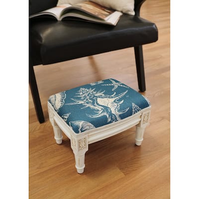 Navy Seashells Footstool