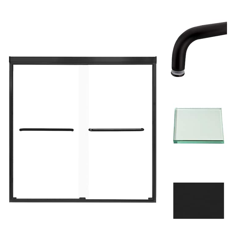 Cara 59 in. W x 60 in. H Sliding Semi-Frameless Shower Door with Clear Glass - 57.75-59-in W x 60-in H - Matte Black