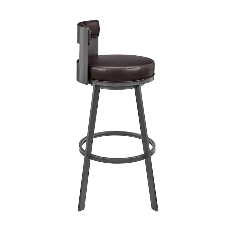Flynn Faux Leather and Metal Bar or Counter Height Swivel Stool