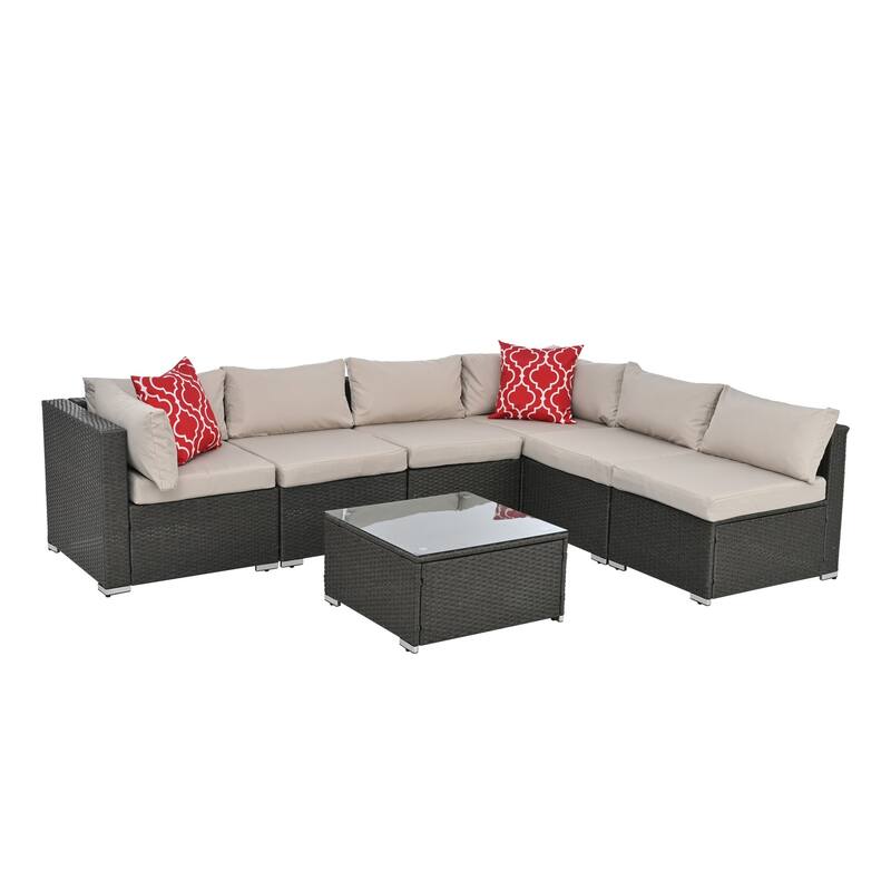 Outdoor Wicker Weaving Conversation Combo Set of 7