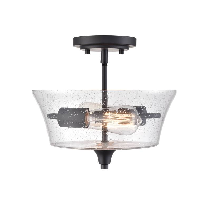 Millennium Lighting Caily 2 Light Semi-Flush Mount Ceiling Fixture in Multiple Finishes with Seeded Glass Shade