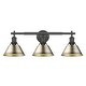 preview thumbnail 2 of 0, Yep by Golden Lighting Orwell 3-light Vanity in Matte Black and Aged Brass shade