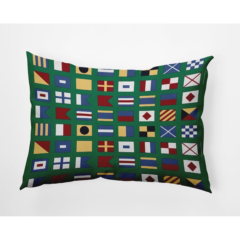 Nautical Flags Indoor/Outdoor Throw Pillow - True Mint - 14" x 20"