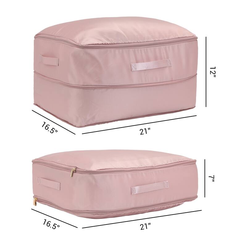 1 Pack Foldable Clothes Storage, Storage Bags, Moving Bags for Organizing Clothing, Storage Containers with Handles - Pink - 21*16.5*12in