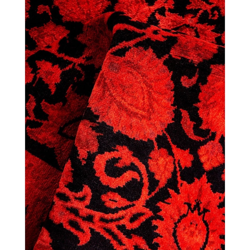Overton Hand Knotted Wool Vintage Inspired Modern Contemporary Overdyed Red Area Rug - 3' 1" x 5' 1"