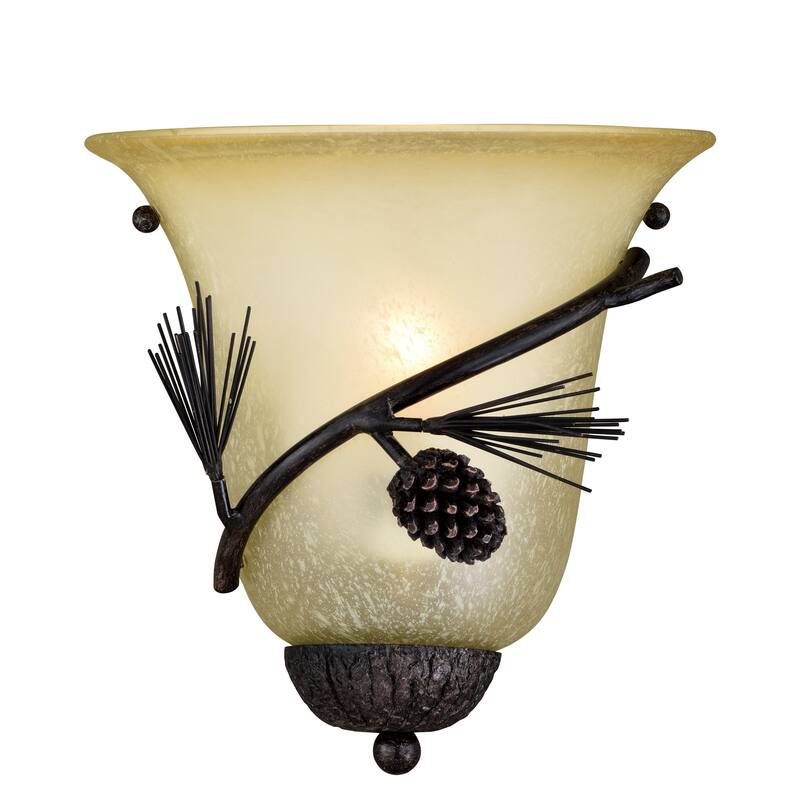 Vaxcel Sierra 9-in W Black Walnut Rustic Wall Light Sconce - 9-in W x 9.25-in H x 4.5-in D - Black Walnut - 9-in W x 9.25-in H x 4.5-in D