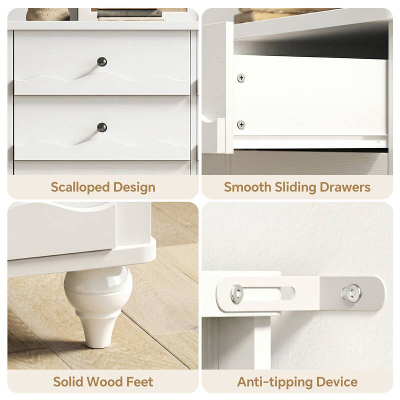 Narill Wave-Inspired 6-Drawer Dresser Closet Organizer, 43-In Chest of Drawers TV Stand