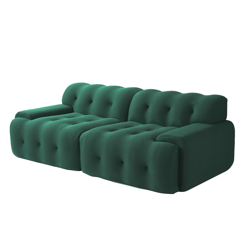 86.6" Loveseat 3D Mesh Fabric Sectional Sofa Modern Comfy Modular Floor Couch for Living Room, Office, Apartment