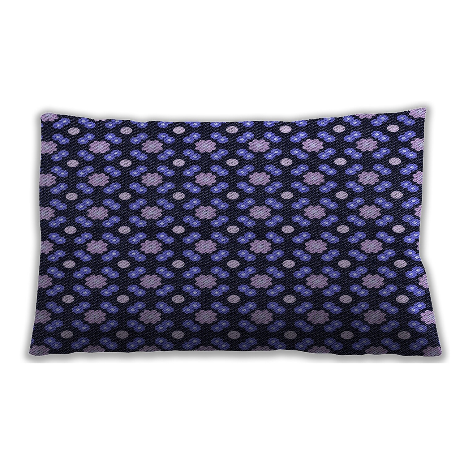 Ahgly Company Patterned Indoor Outdoor Medium Slate Blue Lumbar Throw Pillow