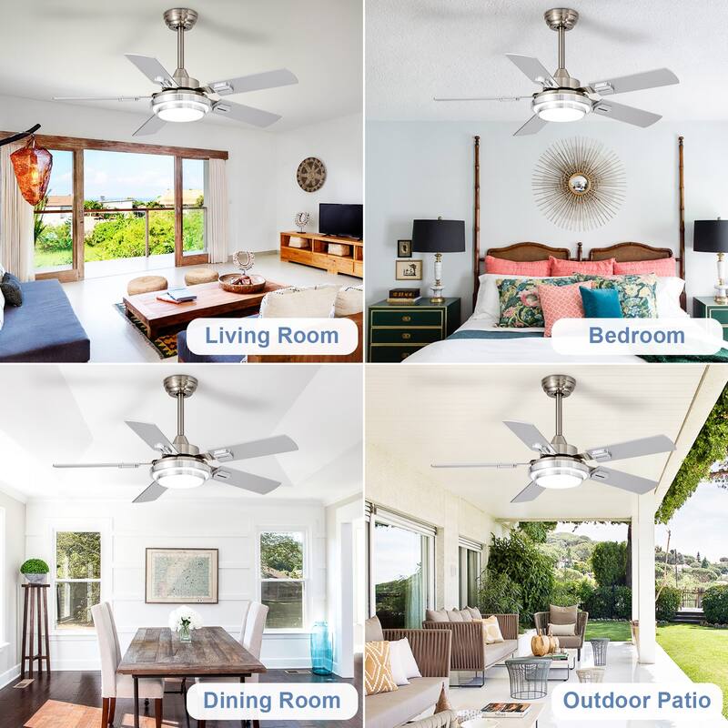 42-52Inch Ceiling Fan with Light: with 5 Blades Dual Finish Reversible - with Remote Control for Living Room Outdoor Patios