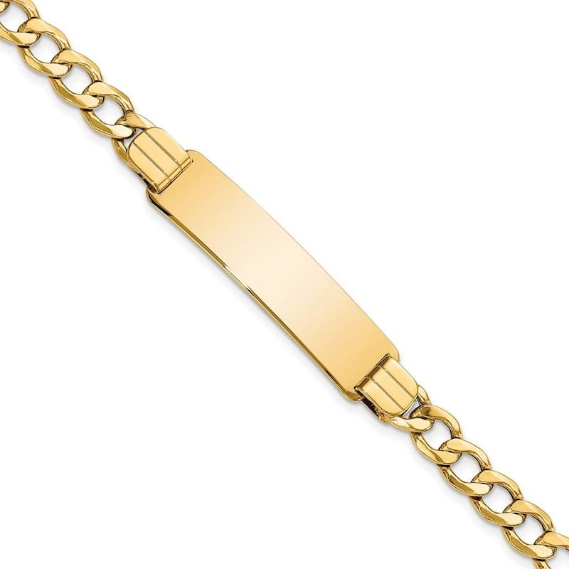 Curata 10mm 14k Engravable Semi solid Curb Link ID Bracelet