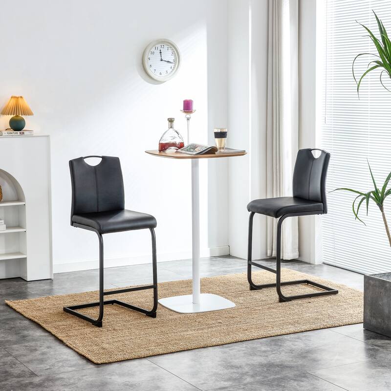 Set of 2,PU Barstool Dining Counter Height Chair - Black