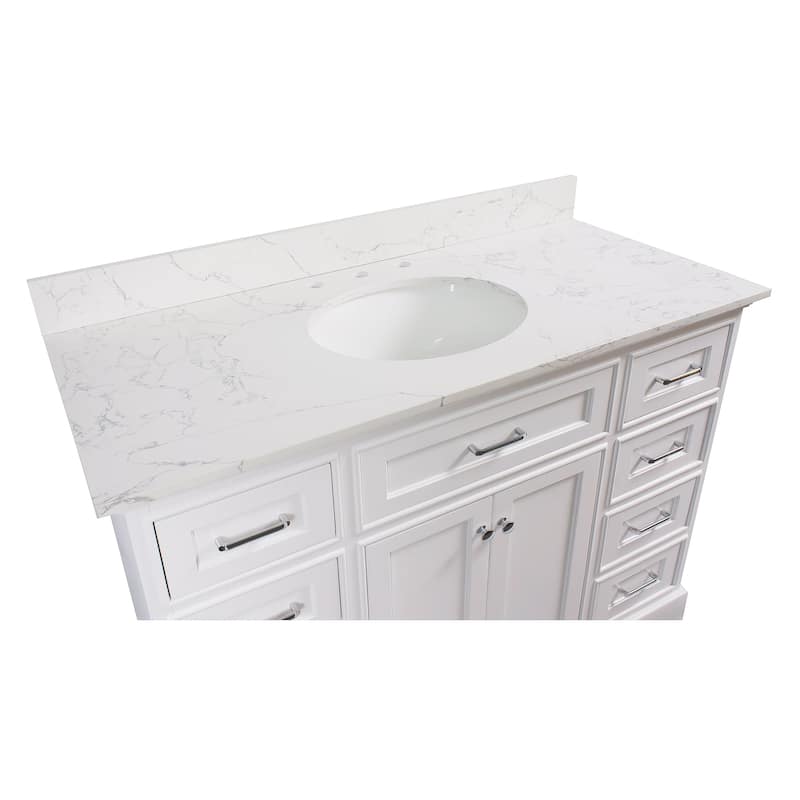 KitchenBathCollection Aria 48" Bathroom Vanity with Engineered Marble Top