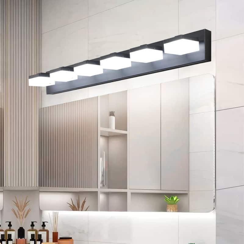Contemporary 6-Light Black LED Vanity Fixture – Mirror Lighting for Bathrooms & Makeup Tables‌
