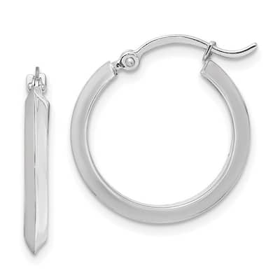 Curata 14k White Gold Polished Hoop Earrings - 19.5x18.8mm