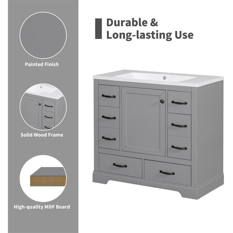 Bathroom Vanity without Sink, Cabinet Base Only, Six Drawers