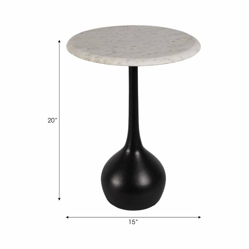 Round Accent Table - Marble Top with Ball Base - 21"