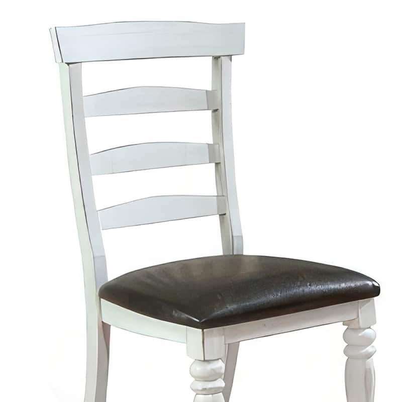 Off White/Gray Faux Leather Upholstered Wood Frame Dining Chair, Sturdy Dining Chair for Dining Rooms - 21.75