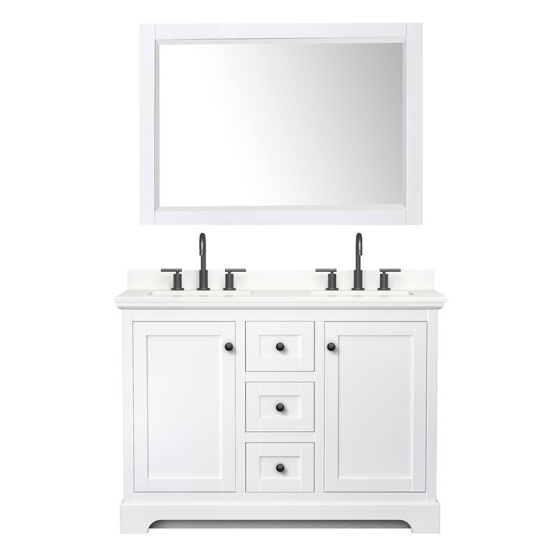 Avery 48-inch Double Vanity, Quartz Top, 46-inch Mirror