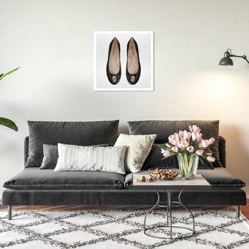 Wynwood Studio Prints Fashion and Glam Bad Gal Flats Black and Cream White Glam Wall Art Canvas Print - 20 x 20
