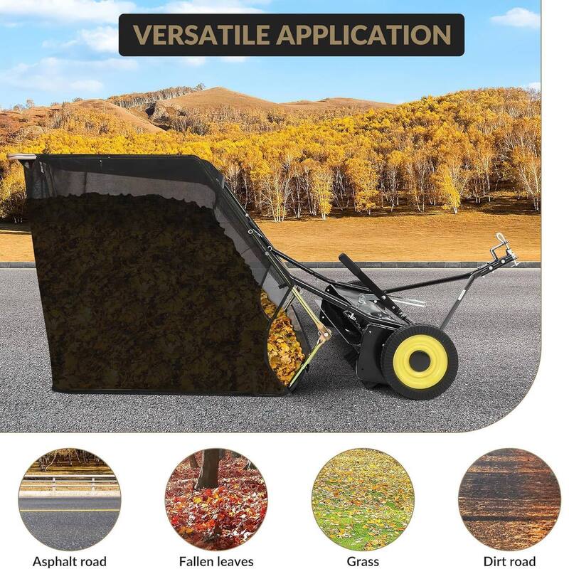 52" 26 Cu.ft Heavy Duty Tow Behind Lawn Sweeper for Leaves, Grass & Debris