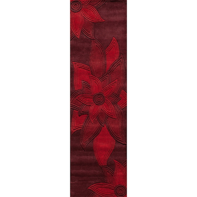 Momeni Delhi Hand Tufted Wool Floral Area Rug - 2'3" x 8' Runner - Red - Runner/Rectangle