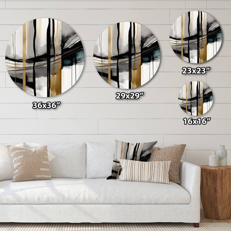 Designart 'Abstract Transitional Modern Shapes II' Modern Metal Round Wall Art