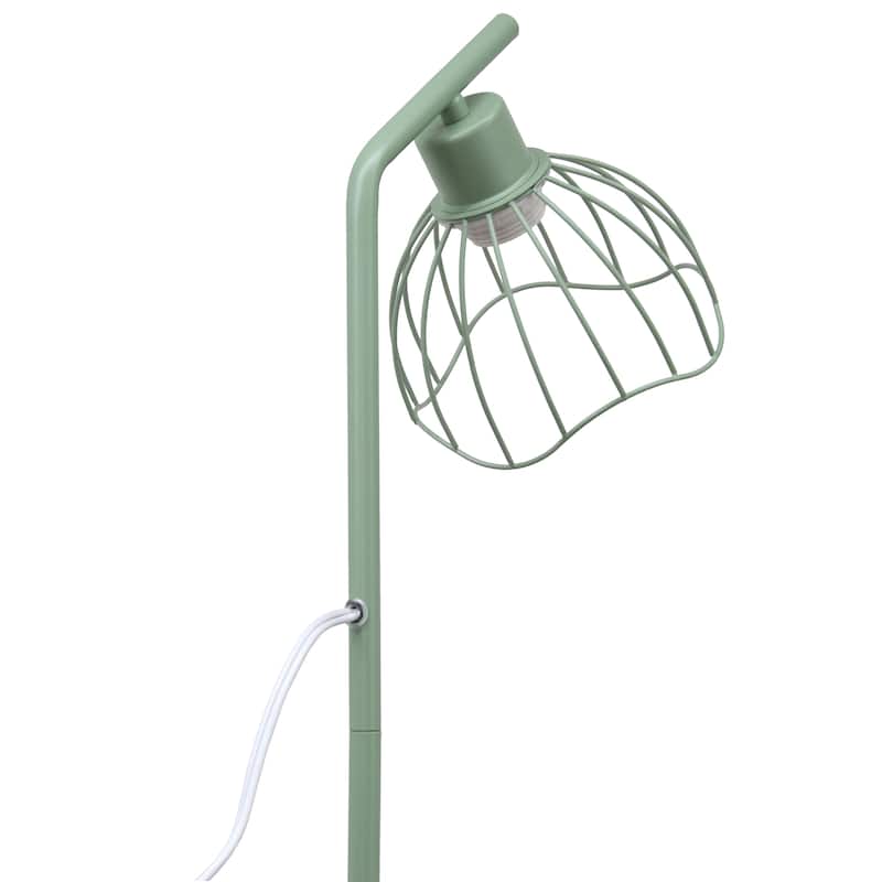 Metal Industrial Cage Floor Lamp with Curved Arm and Rotary Switch - 9.57 x 7.87 x 54.50 in. (L x W x H)