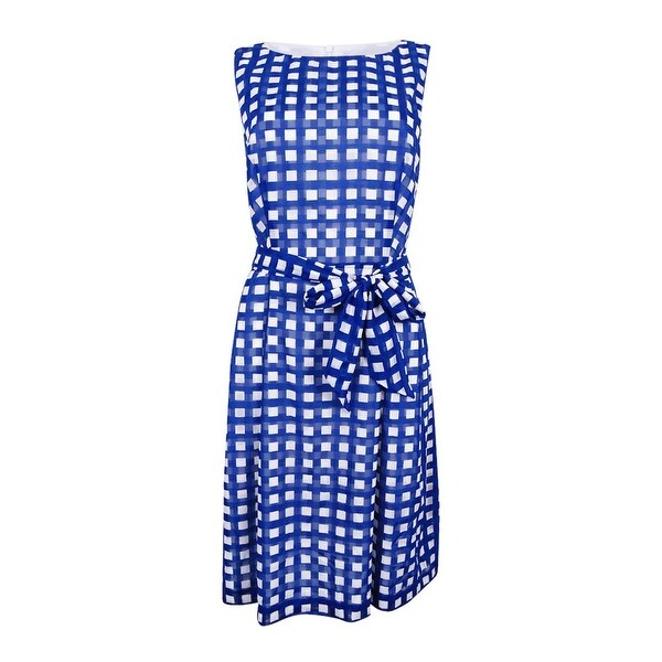 womens blue and white gingham dress