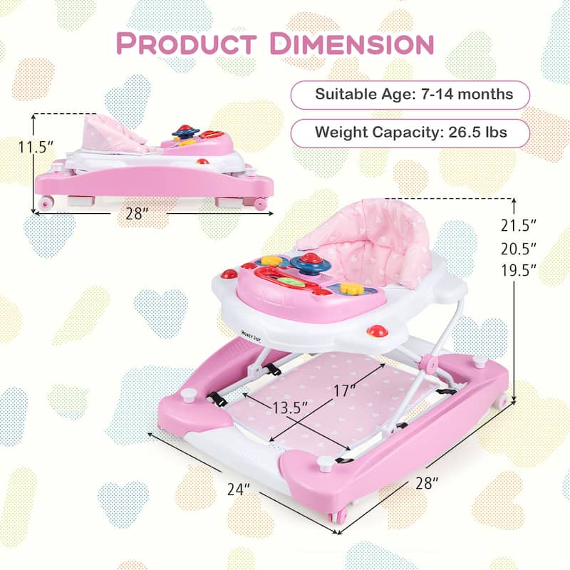 Honeyjoy 6 in 1 Baby Walker Adjustable Toddler Walker & Activity - See Details