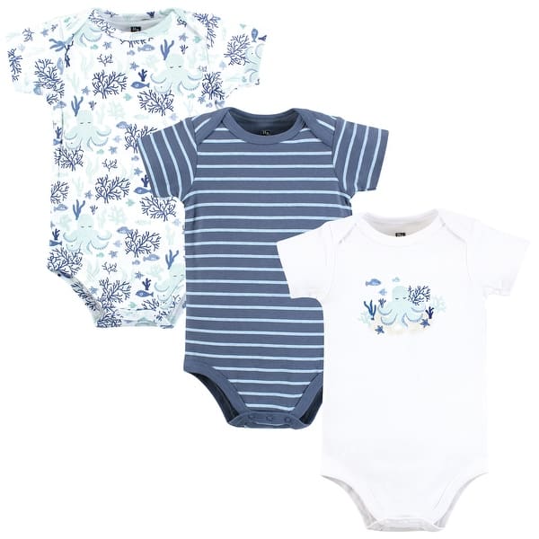 slide 1 of 1, Hudson Baby Infant Boy Cotton Bodysuits, Mint Octopus 0-3 Months - Mint Octopus