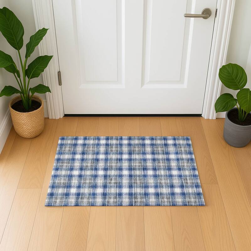 Premium Washable Super Soft Christmas Plaid Mayfield Rug - Navy - 1'8" x 2'6"