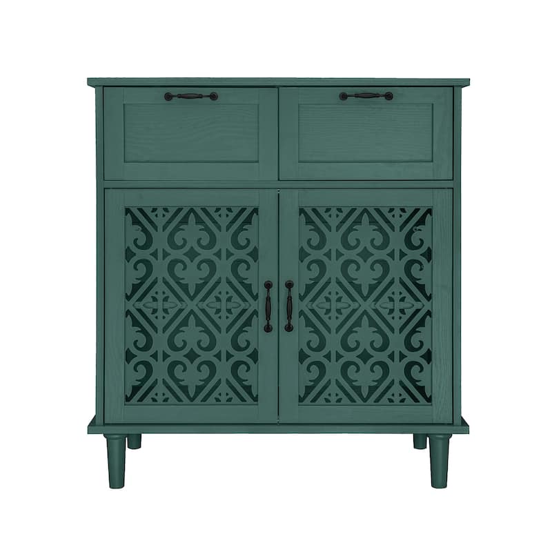 GDFStudio - Heritage Line American Style Wooden Storage Cabinet with 2 Doors and 2 Drawers